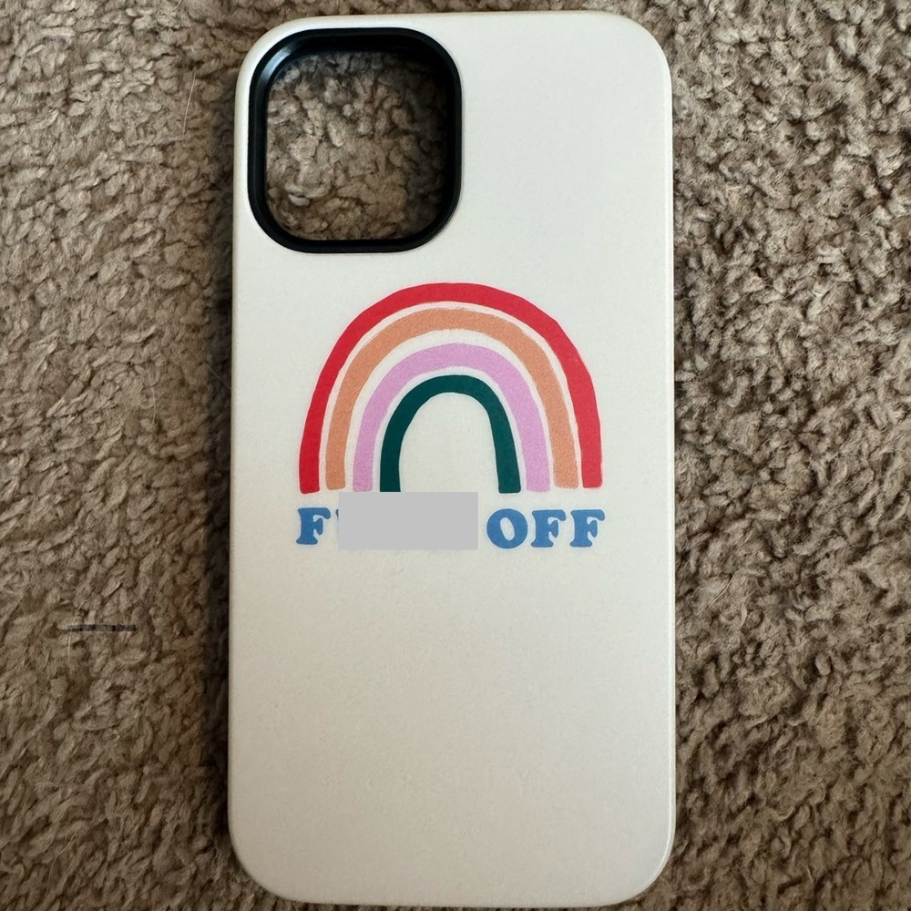 Casely iPhone 15 Pro Max Case – Rainbow “F Off” Design – Like New